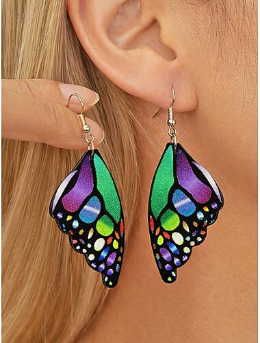  Oorbellen met vlindervleugels van imitatieleer voor dames – bohemian, lichtgewicht hangende sieraden voor strandvakanties, dagelijkse casual outfits en festivaloutfits.