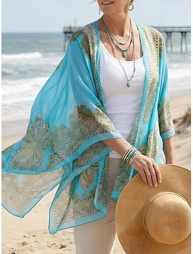  mode vrouwen sjaal poncho gedrukt zonnebrandcrème sjaal zon bescherming sjaal strand sjaal bikini cover zacht comfortabel