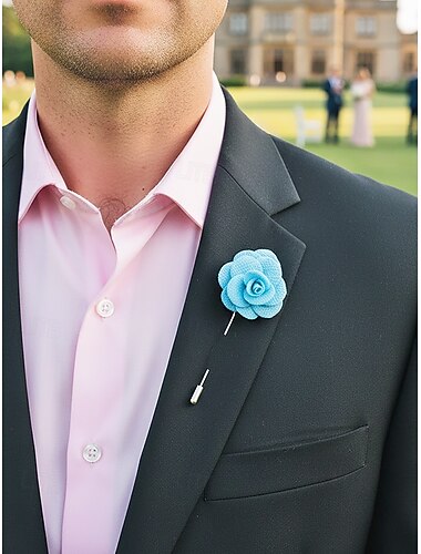  Håndlaget rosenål til herre - elegant blomsterknapphull i polyesterstoff til bryllup, brudgom og forlovere, dresstilbehør, skoleball og fester - stilig blomsterbrosje i flere farger