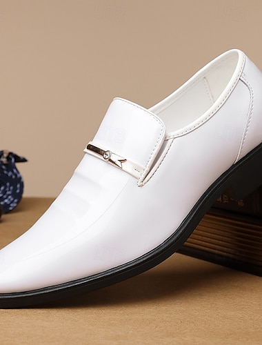  hvite formelle loafers for menn – stilig slip-on-design med førsteklasses imitert skinn og diskré spenne, ideell for bryllup, formelle sammenkomster og kveldsfester