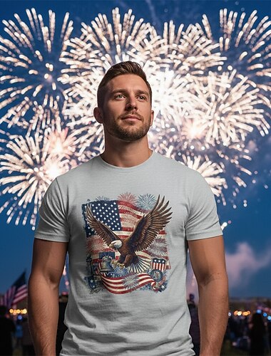  Patriotico T-shirt Maglietta grafica USA Retrò Vintage Patriotico Corte 1776-2026 per Unisex Adulti Stampa 3D  per Giorno dell'Indipendenza / 4 Luglio 4 Luglio Feste