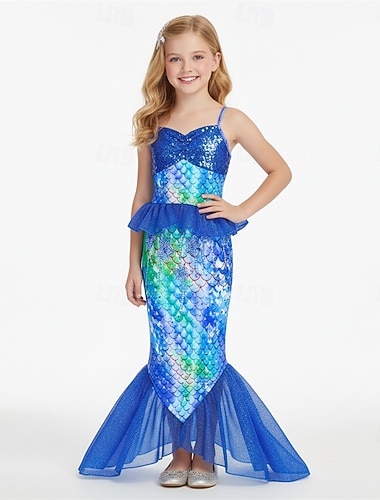  Havfrue Prinsesse Havfrue Kjoler Temafestkostyme Cosplay for Jente Barne Karneval Maskerade Fest Ferie