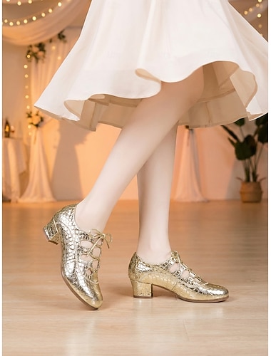  Dámské černé lakované taneční boty se šněrováním - pohodlné profesionální taneční podpatky