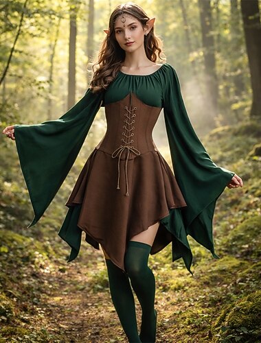  Medievale Rinascimento Vestito Copricapo Accessori Elfo Fata Elfico Costume Per donna Fantasia Halloween Carnevale Performance LARP Fiera Rinascimentale Adulti Vestito Altri Accessori