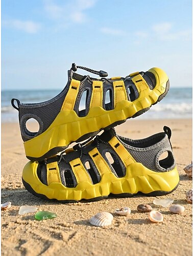  Gele damessandalen voor buitensporten - ademend, sneldrogend ontwerp, lichtgewicht antislipzool, casual sportieve waterschoenen voor strand, wandelen, reizen en zomervakanties. &buitenavonturen