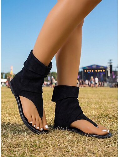  Sandales plates bohèmes à bride cheville pour femmes, idéales pour les festivals de musique et les concerts d'été &raves en plein air dans le désert