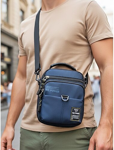  Borsa a tracolla da uomo in poliestere impermeabile, design multiscomparto leggero e di grande capacità, tracolla regolabile, vari colori, zaino a tracolla casual sportivo da viaggio per uso quotidiano