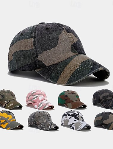  Homme Casquette de baseball Blanche Jaune Mélange de Coton Impression Sports & Plein air Occasionnel Militaire Occasionnel Quotidien Extérieur Camouflage Soleil Protection solaire