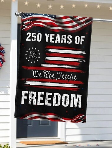  דגל גן לציון 250 שנה לארה"ב, שלט חצר לציון יום השנה ה-4 ביולי של ארה"ב, כרזה דו-צדדית לחופש פטריוטי
