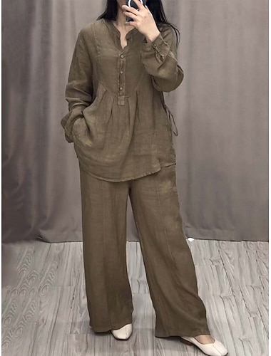  Per donna Set di Pantaloni Bolero Manica Lunga Scollo a V Tinta unica Quotidiano Casuale Quotidiano All'aperto Nero Vino Blu marino scuro Estate Vestibilità regolare