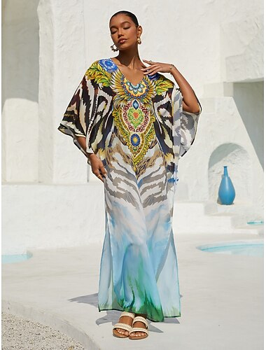  gradient tiger flytande chiffong kaftan