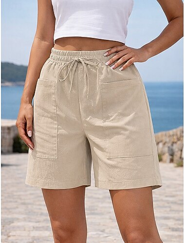  Dámské Kalhoty chinos Kraťasy Letní šortky prázdniny Základní Krátký Středně vysoký pas Bez vzoru Pohodlné Neelastické Dovolená Formální ulice Khaki Léto Jaro