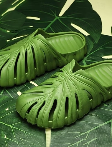  sommerlige tøfler herre- og dametøfler med tykk såle, bambus rayon, skilpaddehull i ryggen