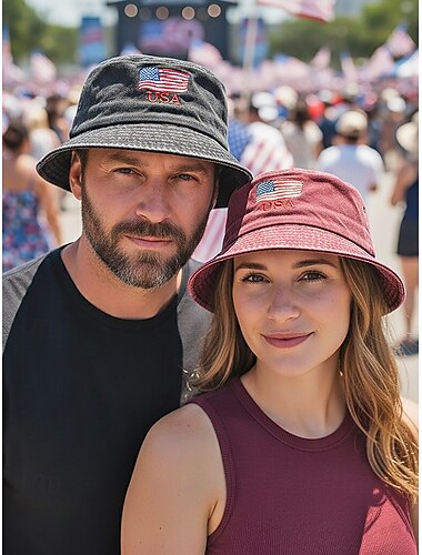  Verenigde Staten 250ste Verjaardag Mannen Katoenen Bucket Hoed USA Vlag Borduurwerk Beschikbaar in Meerdere Kleuren Perfect voor Onafhankelijkheidsdag VS en Casual Dagelijks Gebruik