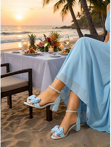  Sandales à talons pour femmes, couleur lavande, avec bride cheville et nœud surdimensionné – élégantes et chics pour les mariages, les fêtes et les occasions spéciales.