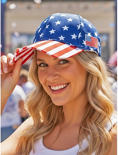  250. Jahrestag der Vereinigten Staaten Frauen Polyester Baseball Cap mit USA Flaggen Druck mehrere Muster erhältlich ideal für die USA den Unabhängigkeitstag  lässige Alltagskleidung