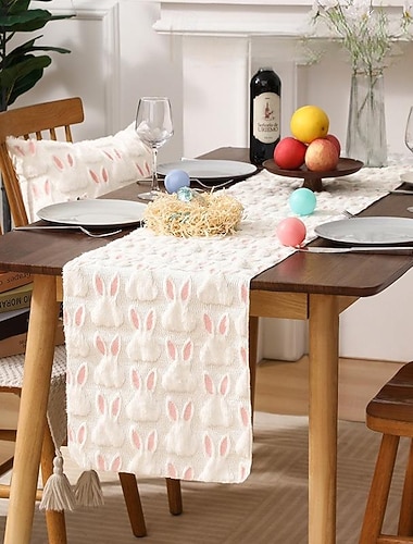  Chemin de table minimaliste de style nordique pour Pâques, décoration de fête tendance, idéal pour les présentoirs de centres commerciaux et les tables à manger, nappe sur le thème de Pâques pour la