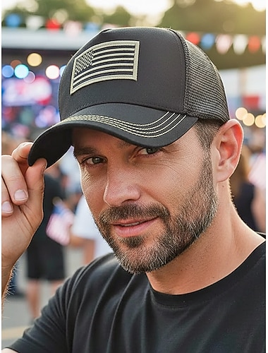  Verenigde Staten 250e Verjaardag Heren American Flag Trucker Pet - Geborduurde USA Mesh Cap voor Onafhankelijkheidsdag &amp VS - Ademend Polyester Patriottische Baseball Pet in Meerdere Kleuren
