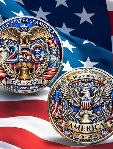  Gedenkmünze zum 250. Jahrestag der USA – Limitierte Sammleredition zum 500-jährigen Jubiläum (1776–2026) mit Motiven von Adler, Freiheitsglocke und amerikanischer Flagge
