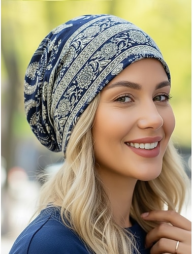  Dames bohemian paisley muts, zachte polyester muts met meerdere kleuren en nekwarmer, lichtgewicht accessoire in vintage stijl voor dames, perfect voor dagelijks gebruik, vakantie en reizen.
