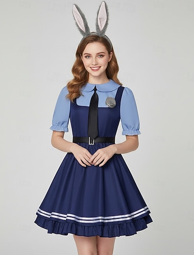  Detetive Animal Coelhinho Mulher policial Traje Cosplay Roupa Filme de aventura Fantasias Trajes temáticos de filmes e séries for Mulheres Para Meninas Adulto Crianças Dia Das Bruxas Carnaval