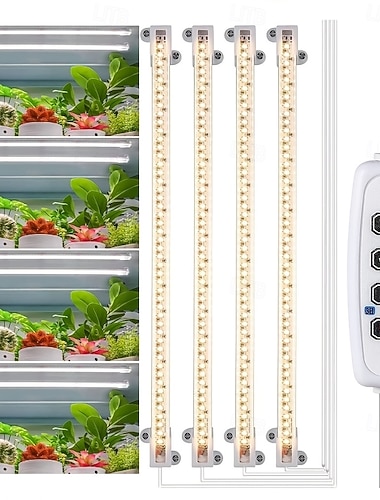  4-hodet 22/33 cm LED-plantelys, fullspektret, USB-drevet, timer, dimbar lysstyrke, innendørs grønne planter, hydroponikk, grønnsaker, drivhus, sukkulenter