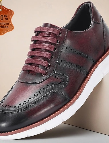 Herren-Schnürschuhe aus echtem Leder in Burgunderrot, hochwertige formelle Schuhe für Hochzeiten und besondere Anlässe
