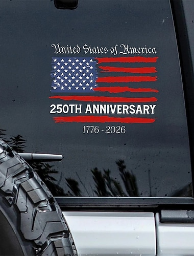  USA 250. évfordulós autóablak matrica, amerikai hazafias félötszázados matricák 1776-2026, USA függetlenségi zászló matricák, tartós vinil matricák autóablakokra