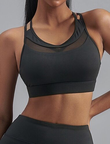 Femmes Soutien Moyen Débardeur Rembourré Brassières et Soutiens-gorge/Sport Mince ​Brassière Soutien-Gorge Rembourré Salle de sport Exercice Course Léger Élastique Respirant Noir Blanche Jaune