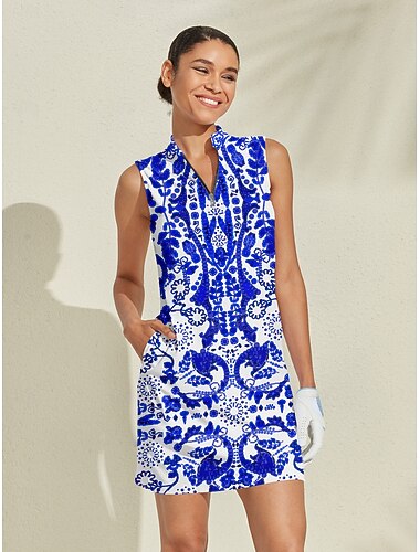  Naisten golf mekko Sininen Hihaton Naisten Golfasut Vaatteet Asut Vaatteet