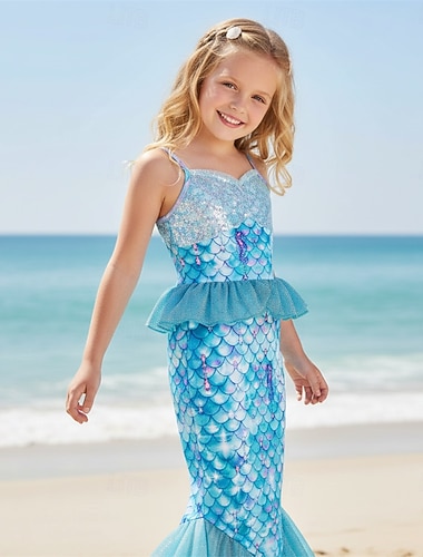  Havfrue Prinsesse Havfrue Kjoler Temafestkostyme Cosplay for Jente Barne Karneval Maskerade Fest Ferie