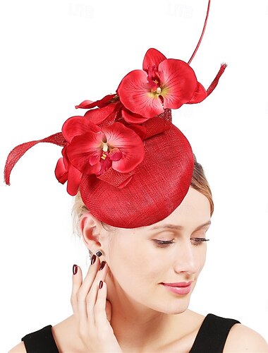  Derby Hodeplagg Fascinator-hatt Fascinator Gentlewoman Blomster Fjær Kostyme Dame Maskerade Te Fest Ascot Hesteveddeløpsfestival Voksne Hodeplagg Alle årstider