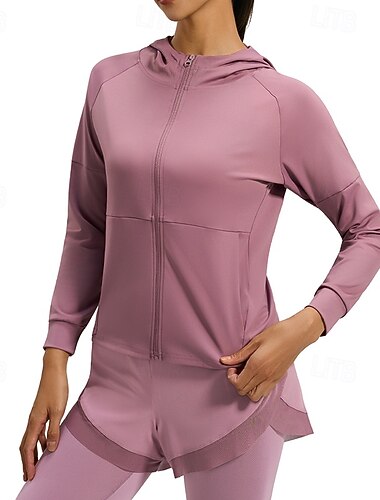  Damen Einfarbig Laufjacke Outdoorjacke Sportjacke Sommer Frühling Herbst Vollreißverschluss Schlank Langarm Schnelltrocknend Leicht Elastisch Atmungsaktiv Fitnessstudio Laufen Übung Blau Schwarz Rosa