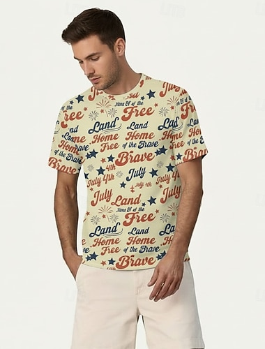  Patriotisk T-skjorte Grafisk T-skjorte USA Retro / vintage Patriotisk T-skjorte 1776–2026 til Unisex Voksne 3D-utskrift for Uavhengighetsdag 4. juli Fest