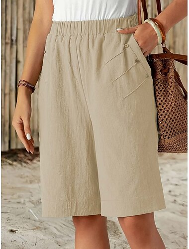  Dámské Tepláky Kalhoty chinos Kraťasy prázdniny Módní Šik ven Délka kolen Vysoký pas Bez vzoru Kapsy Elastický pas Pohodlný Pohodlné Yumuşak Elastické Venkovní ulice Vodní modrá Tmavě šedá Černá Bílá