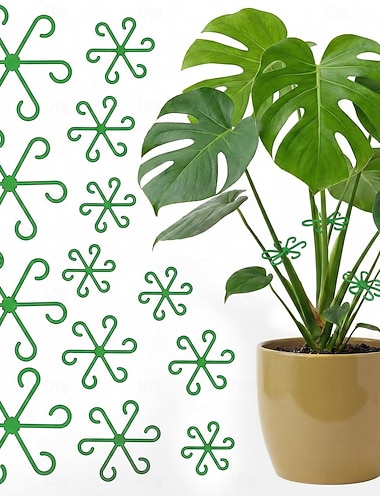  16 kpl varren tukia sisäkasveille, kiipeilykasvien varren tukia, 4 kokoa uudelleenkäytettäviä klipsuja monsteralle, orkidealle &pothos, kiipeilyvarren pidikkeet (vihreät)