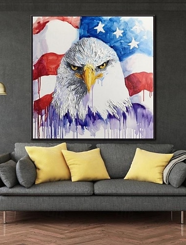  Amerika 250 Jahre, handgemaltes Ölgemälde auf Leinwand, Wanddekoration, Weißkopfseeadler, gerollt, rahmenlos, ungespannt