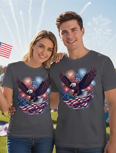  Patriotisk T-skjorte Grafisk T-skjorte USA Retro / vintage Patriotisk T-skjorte 1776–2026 til Unisex Voksne 3D-utskrift for Uavhengighetsdag 4. juli Fest