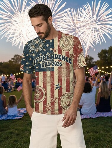  Patriotismi T-paita Graafinen t-paita USA Retro / vintage Patriotismi T-paita 1776–2026 varten Sukupuolineutraali Aikuisten 3D-tulostus varten Itsenäisyyspäivä 4. heinäkuuta Juhla