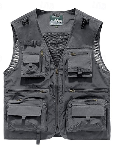  Męskie Kamizelka turystyczna Płaszcz zimowy Turystyczna kamizelka z polaru Wiosna Jesień Na wolnym powietrzu Wygodny Oddychający Yelek Łowiectwo Wędkarstwo Wspinaczka Czarny Zieleń wojskowa Czerwony