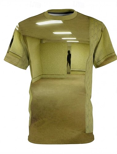  Maglietta da uomo Backrooms Liminal Space 3D Graphic Tee Livello 0 Yellow Rooms Horror Entity Creepypasta Maglietta a maniche corte Abbigliamento S M L XL XXL XXL