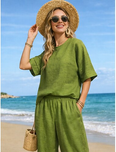  Per donna Tutina Completi Caldo Casual Comfort Colore Puro Quotidiano Casa Rosso arancione blu navy Nero Bianco Verde scuro Primavera Autunno