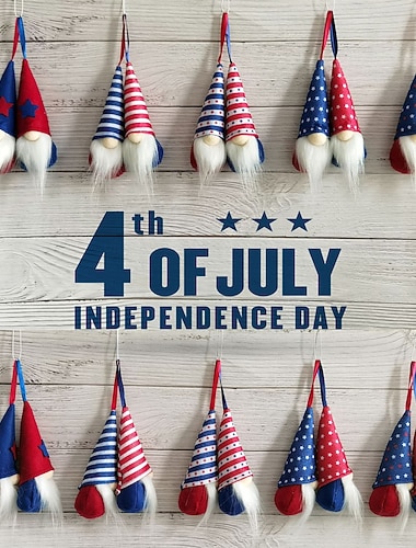  Набор из 10 маленьких подвесок ко Дню независимости США: подвеска в виде пятиконечной звезды, плюшевая кукла-карлик, украшение для фестиваля Рудольфа.