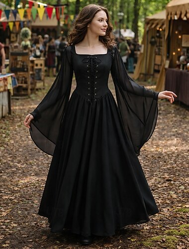  Ρετρό / Βίντατζ Μεσαίωνα Αναγέννησης Μακρύ Φορέματα Μακριά Μανίκια Μάγος Ξωτικό Φανταχτερή Φόρεμα Γυναικεία Απόκριες Μασκάρεμα Έκθεση Αναγέννησης Ρετρό Θεματικό Πάρτι Ενήλικες Φόρεμα Όλες οι εποχές