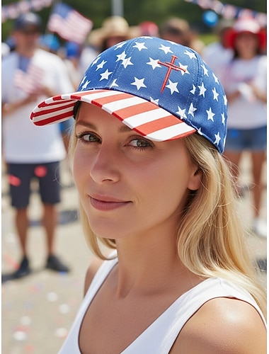  Verenigde Staten 250ste Verjaardag Vrouwen Polyester Baseball Pet met USA Vlag Print Meerdere Patronen Beschikbaar Ideaal voor USA Onafhankelijkheidsdag  Casual Dagelijks Gebruik