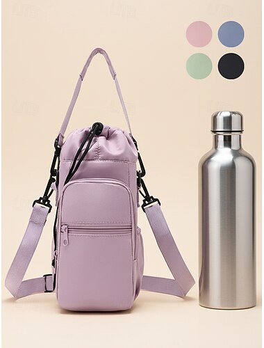  Borsa da donna in nylon impermeabile per borraccia con tasca per telefono, tracolla multicolore per fitness, sport, escursionismo e uso casual, tracolla regolabile e portabevande da viaggio.