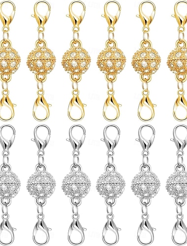  12 fermagli e chiusure magnetiche per collane, oro &estensori magnetici in argento per collane &braccialetti, convertitore di gioielli facile da usare per donne, anziani e per l'uso quotidiano