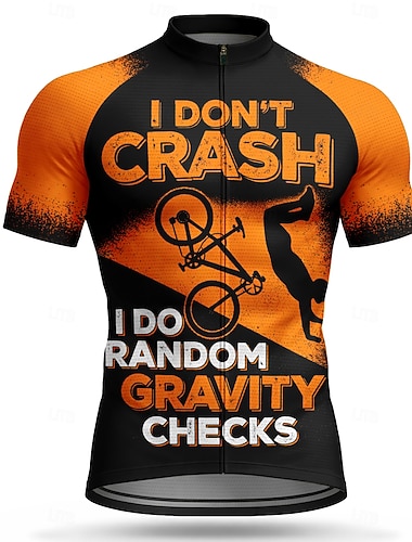  Masculino Camisa para Ciclismo Geométrica Moto Personagem e Slogan Manga Curta Moto Camisa / Roupas Para Esporte Blusas com 3 bolsos traseiros Resistente a UV Secagem Rápida Com bolsos Zíper Frontal