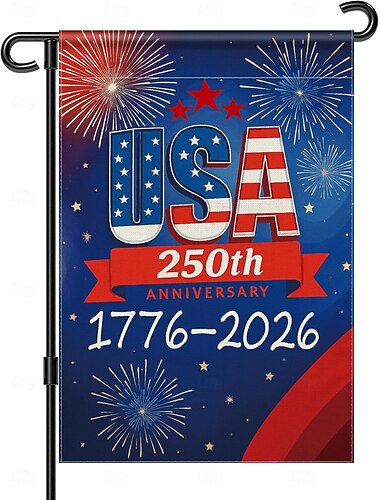  Flaga ogrodowa USA z okazji 250. rocznicy istnienia Stanów Zjednoczonych, patriotyczny sztandar upamiętniający Amerykę 1776-2026, flaga ogrodowa z okazji 250. rocznicy istnienia Stanów Zjednoczonych z okazji 4 lipca