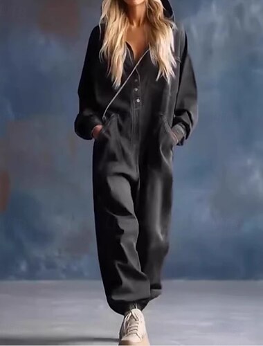  Dames Tuinbroek Elegant Lange mouw V-hals Dagelijks Vakantie Ruim Passend blauw Zwart Marineblauw Lente